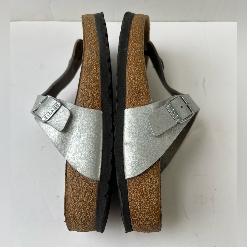 BIRKENSTOCK Gizeh Birko-Flor Silver Thong Sandals US 6 EU 37 - Picture 5 of 9